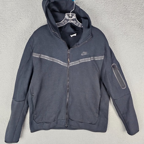 Nike Tech Fleece Windrunner Hoodie Mens XL Black Swoosh Logo Full-Zip CU4489-010 - Picture 1 of 13
